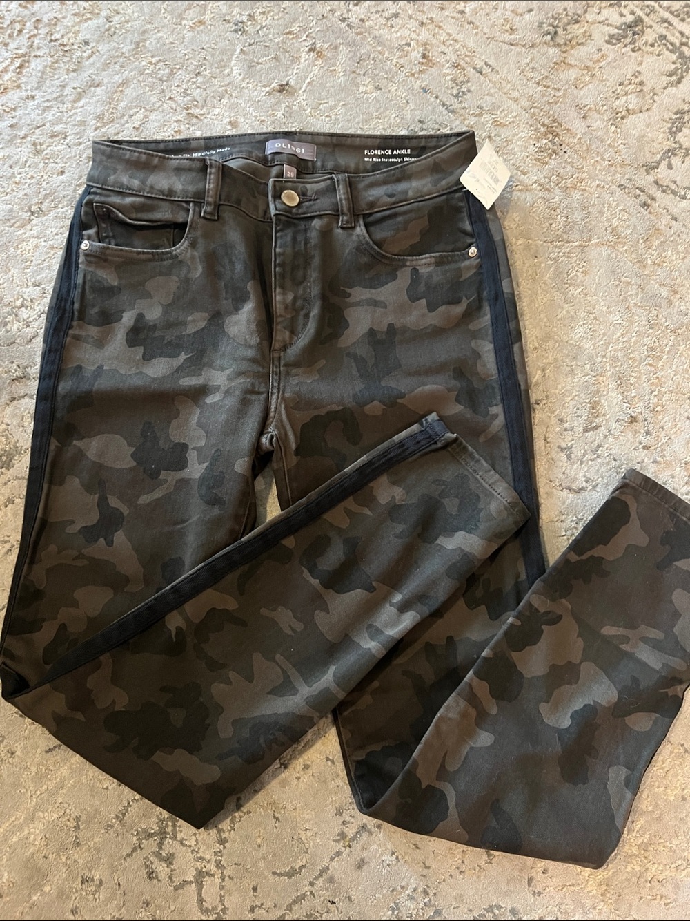 DL1961 Florence Ankle Skinny Jeans in Olive and Black Camo